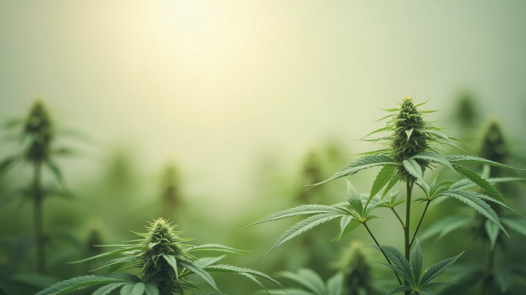Calm cannabis leaves with soft, natural lighting and a peaceful, neutral background